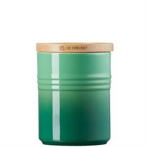 Le Creuset Bamboo Green Stoneware Medium Storage Jar with Wooden Lid